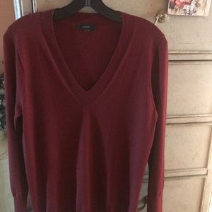 J Crew Merino wool v-neck burgundy sweater